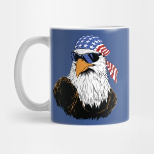 4th of July - Patriotic Eagle with Glasses - Flag USA - Sticker Mug